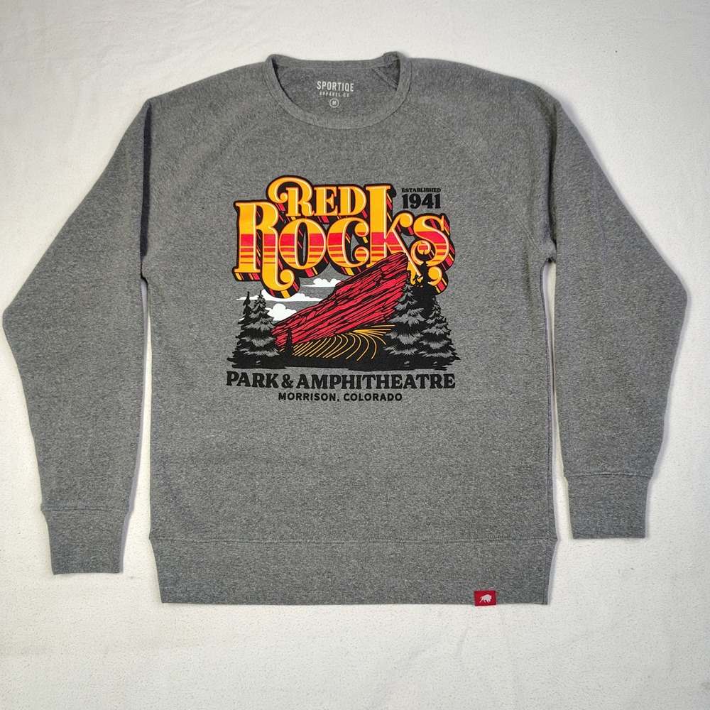 Red Rocks Amphitheatre Sweatshirt M Grey Cotton Blend Sportiqe Crewneck
